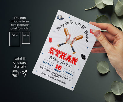 Baseball MLB Sport customizable invitation template | Share or Print | boy | GW126