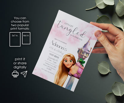 Rapunzel Princess Tangled customizable invitation template | Share or Print | girl | ET857