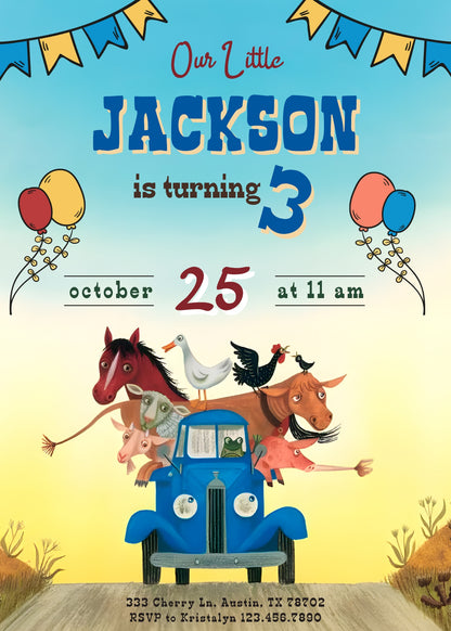 Little Blue Truck customizable invitation template | Share or Print | DU445