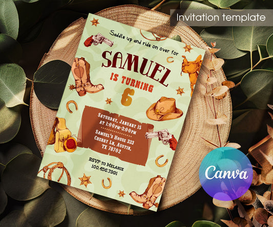 Cowboy Rodeo customizable invitation template | Share or Print | boy | KG288