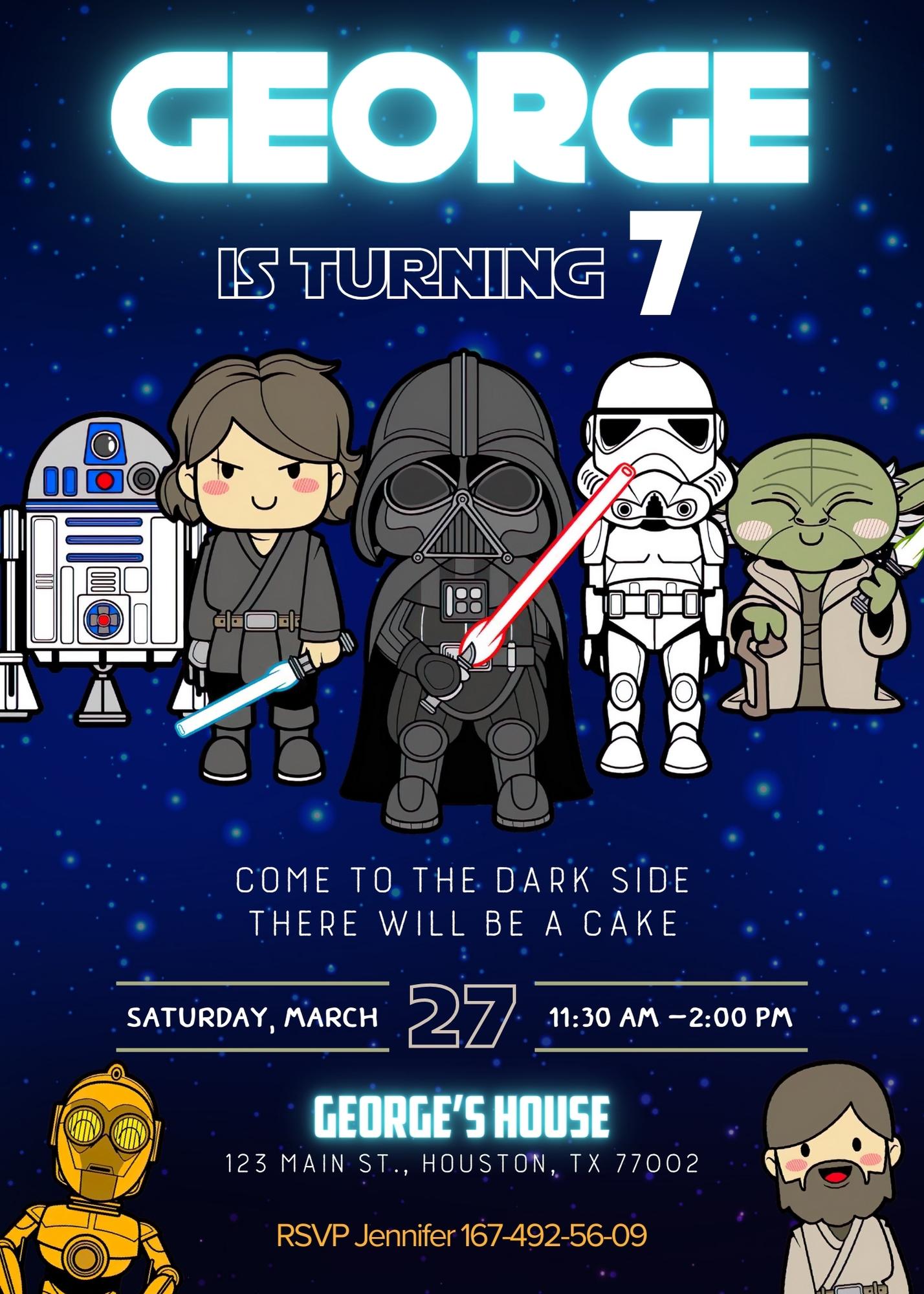 Star Wars Darth Vader customizable invitation template | Share or Print | boy | VL169
