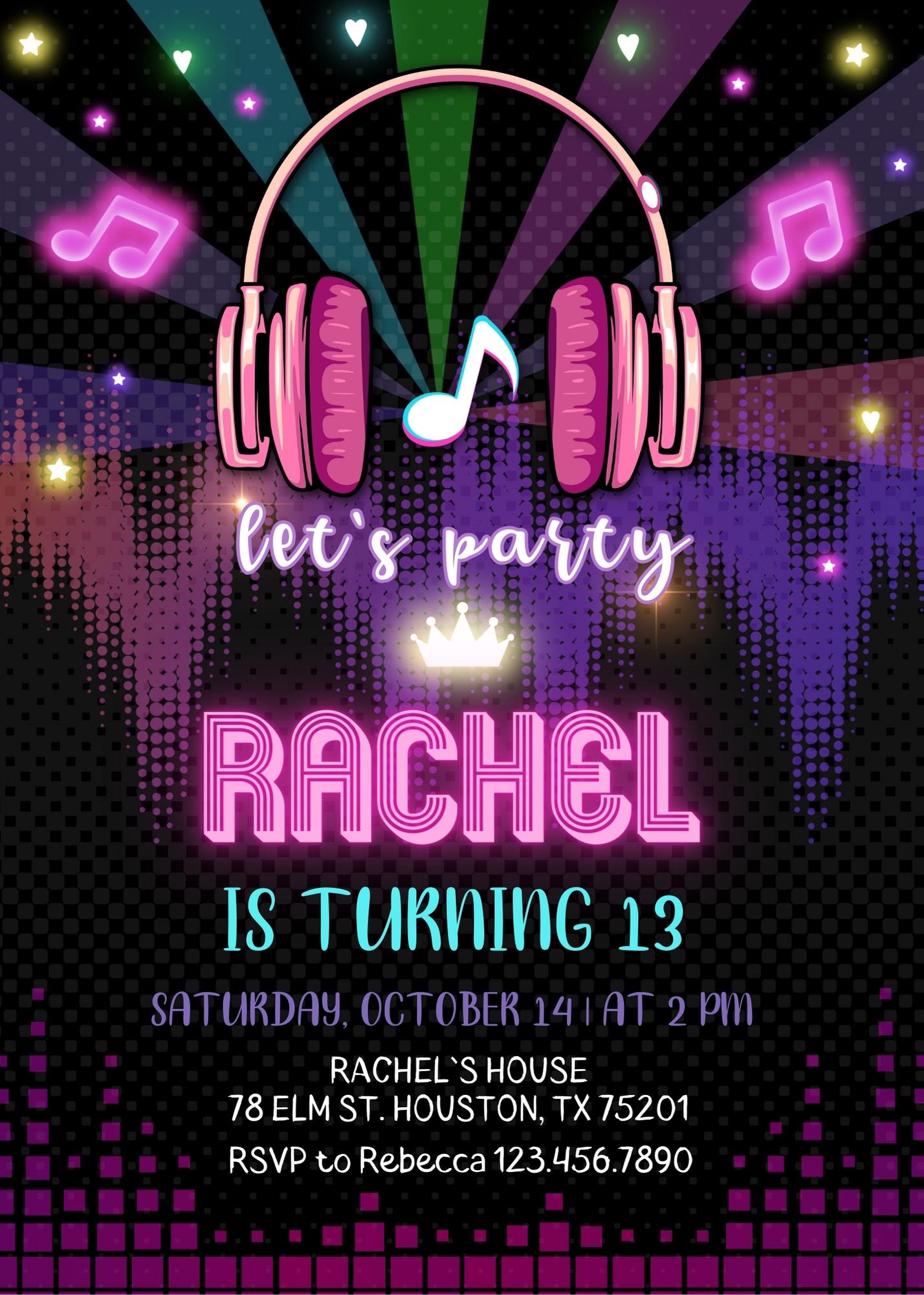 Tik Tok Party customizable invitation template | Share or Print | LU914