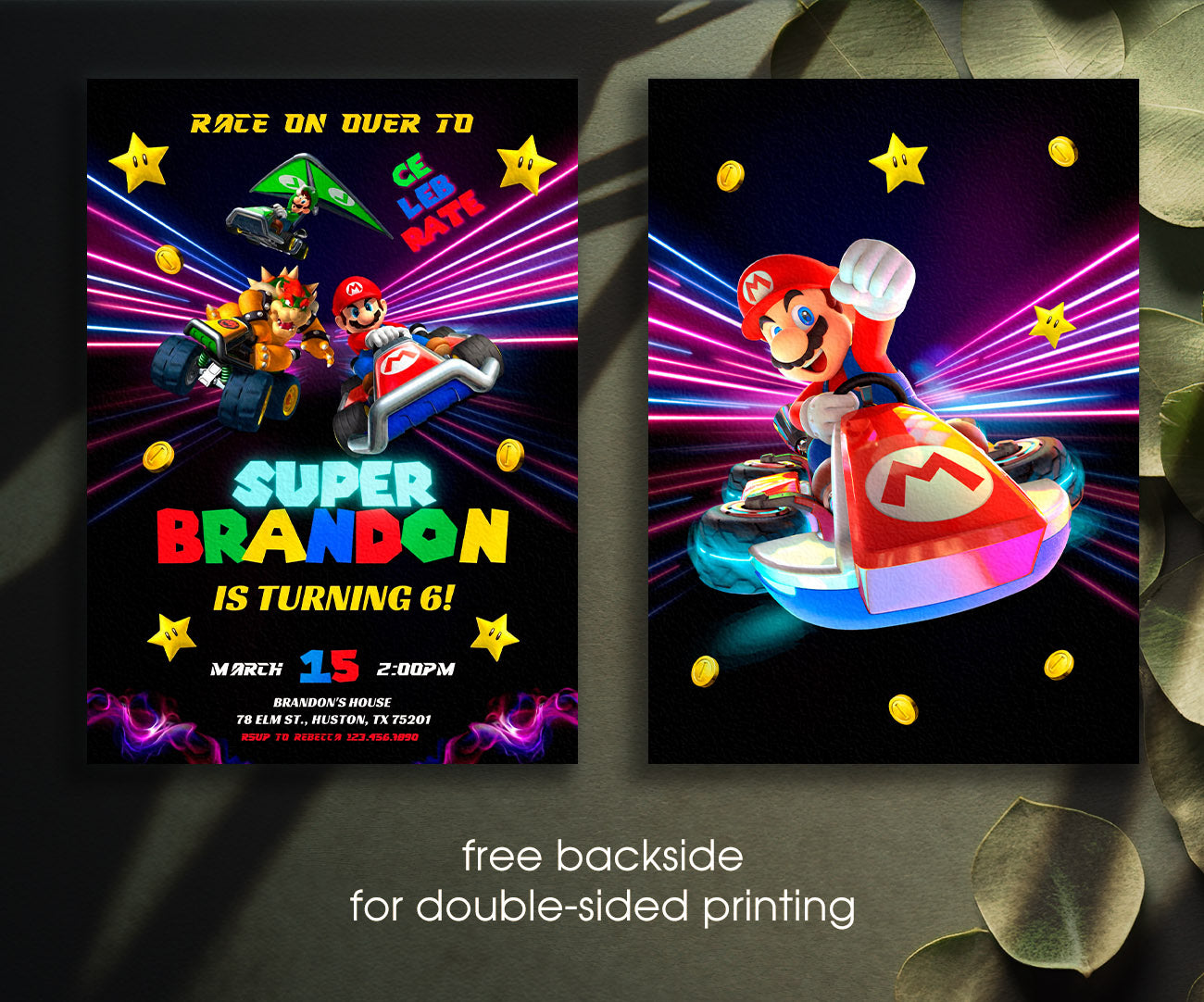 Super Mario Bros customizable invitation template | Share or Print | TO692
