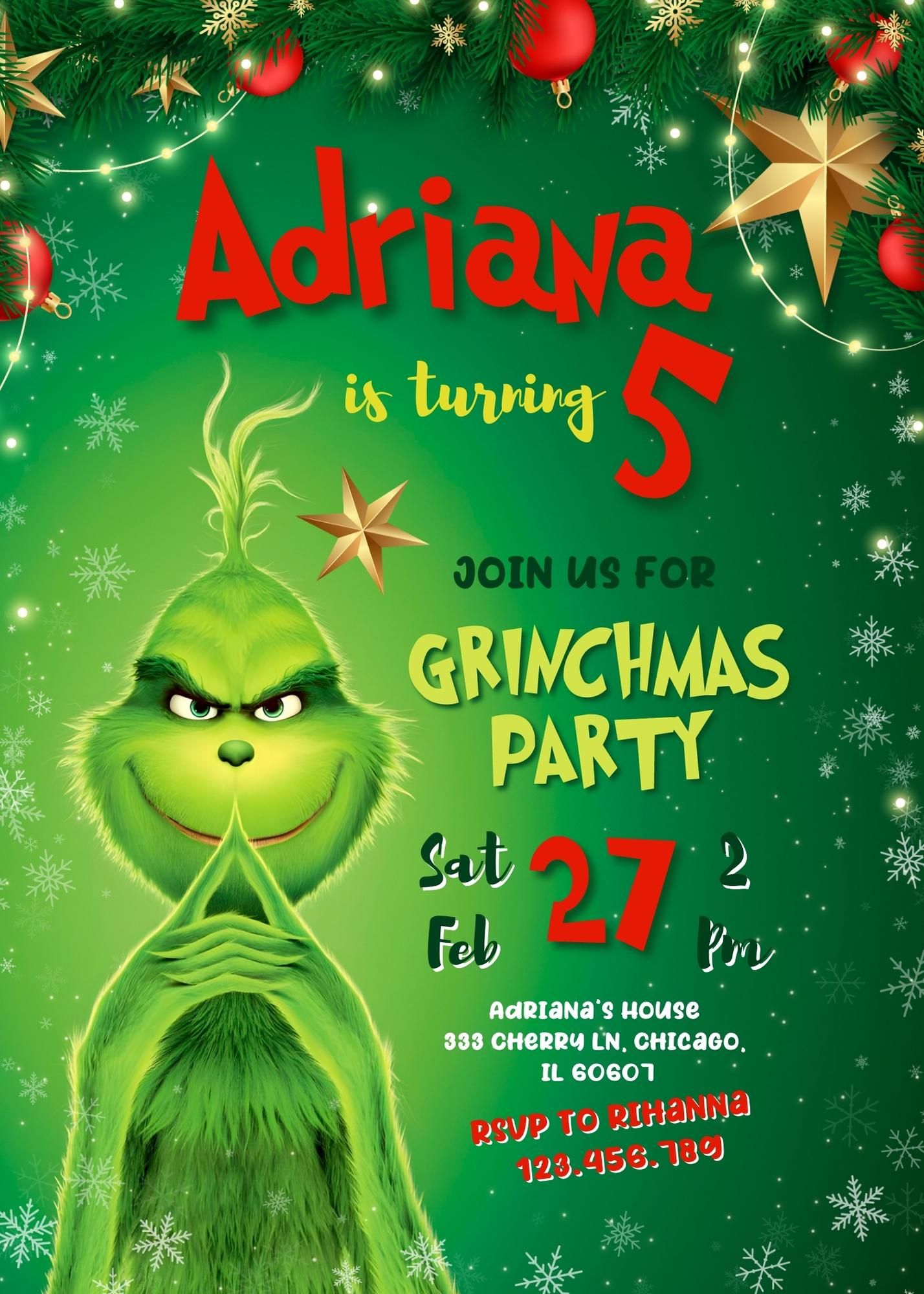 The Grinch  Merry Grinchmas customizable invitation template | Share or Print | CW241