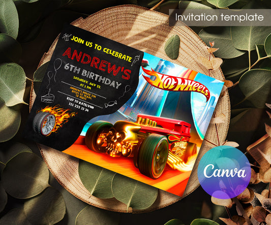 Hot Wheels Racing customizable invitation template | Share or Print | boy | SC773