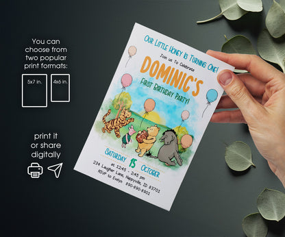 Winnie the Pooh customizable invitation template | Share or Print | ER494