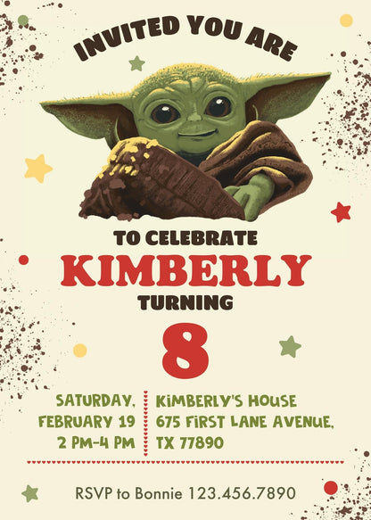 Baby Yoda Grogu Star Wars Mandalorian customizable invitation template | Share or Print | boy | BA613