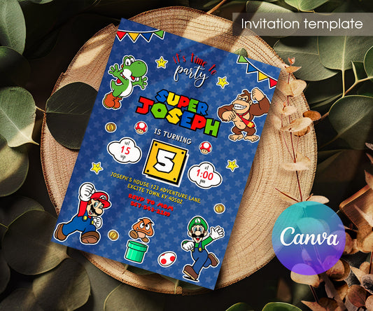 Super Mario Bros customizable invitation template | Share or Print | NX271