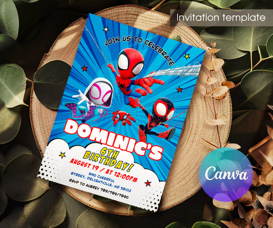 Spidey and His Amazing Friends customizable invitation template | Share or Print | boy | CG129