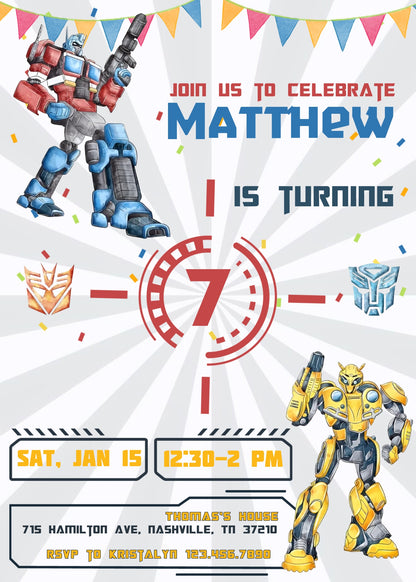 Transformers Rescue Bots customizable invitation template | Share or Print | boy | SW465