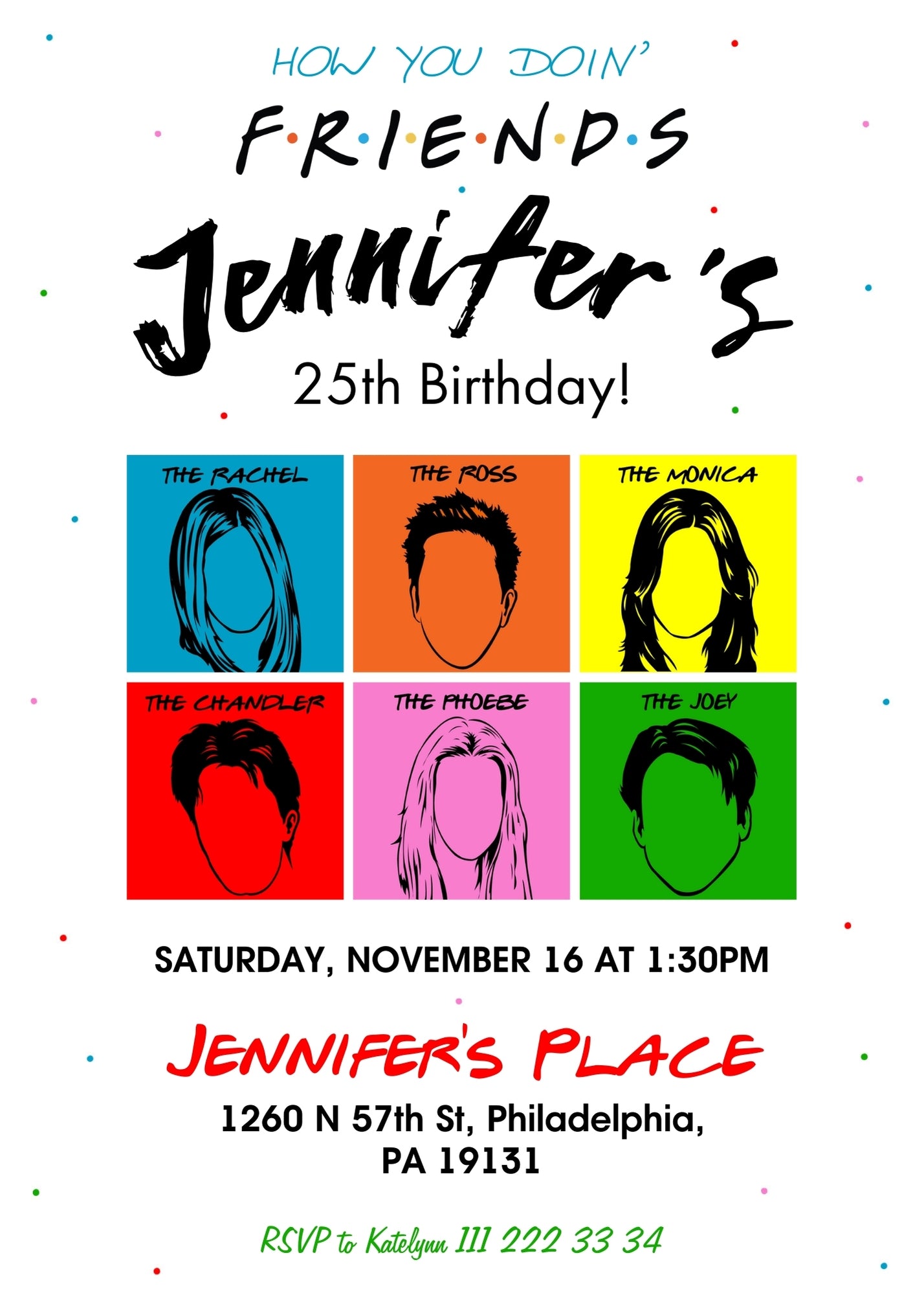 Friends TV Show customizable invitation template | Share or Print | TA062
