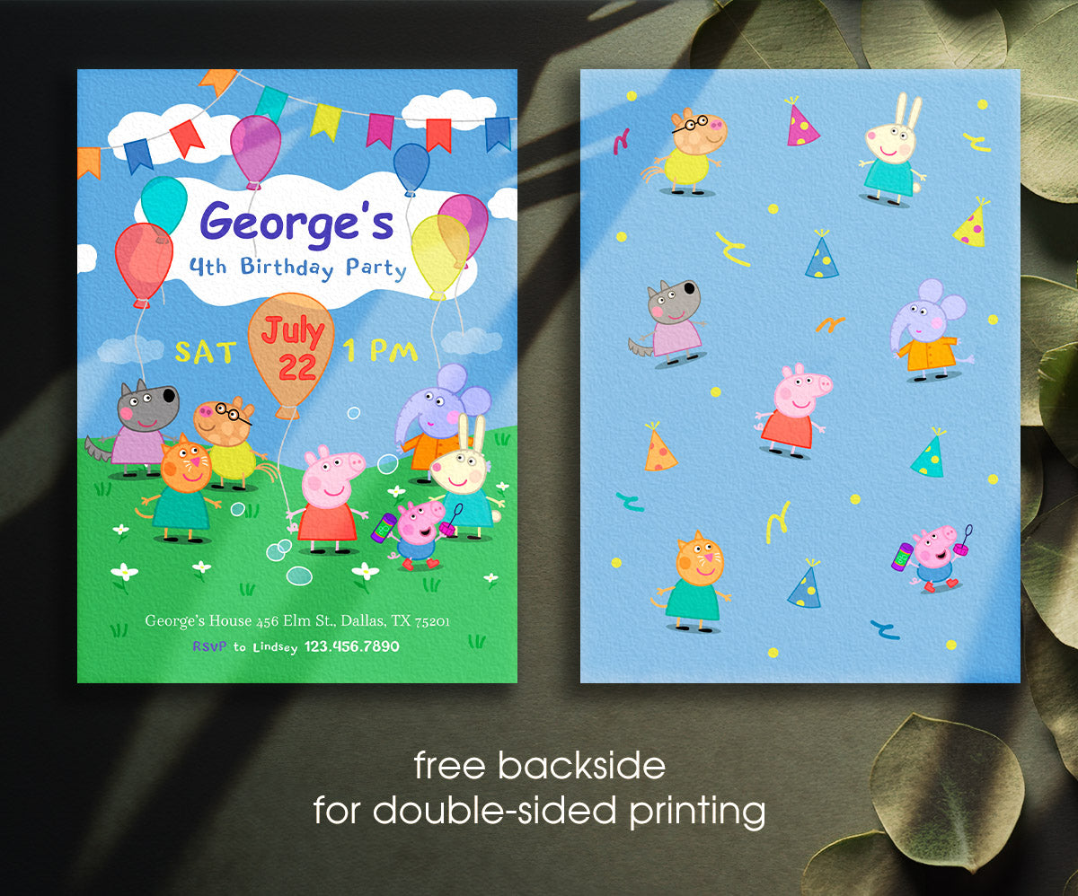 Peppa Pig customizable invitation template | Share or Print | girl | OU490