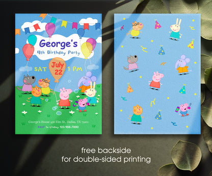 Peppa Pig customizable invitation template | Share or Print | girl | OU490