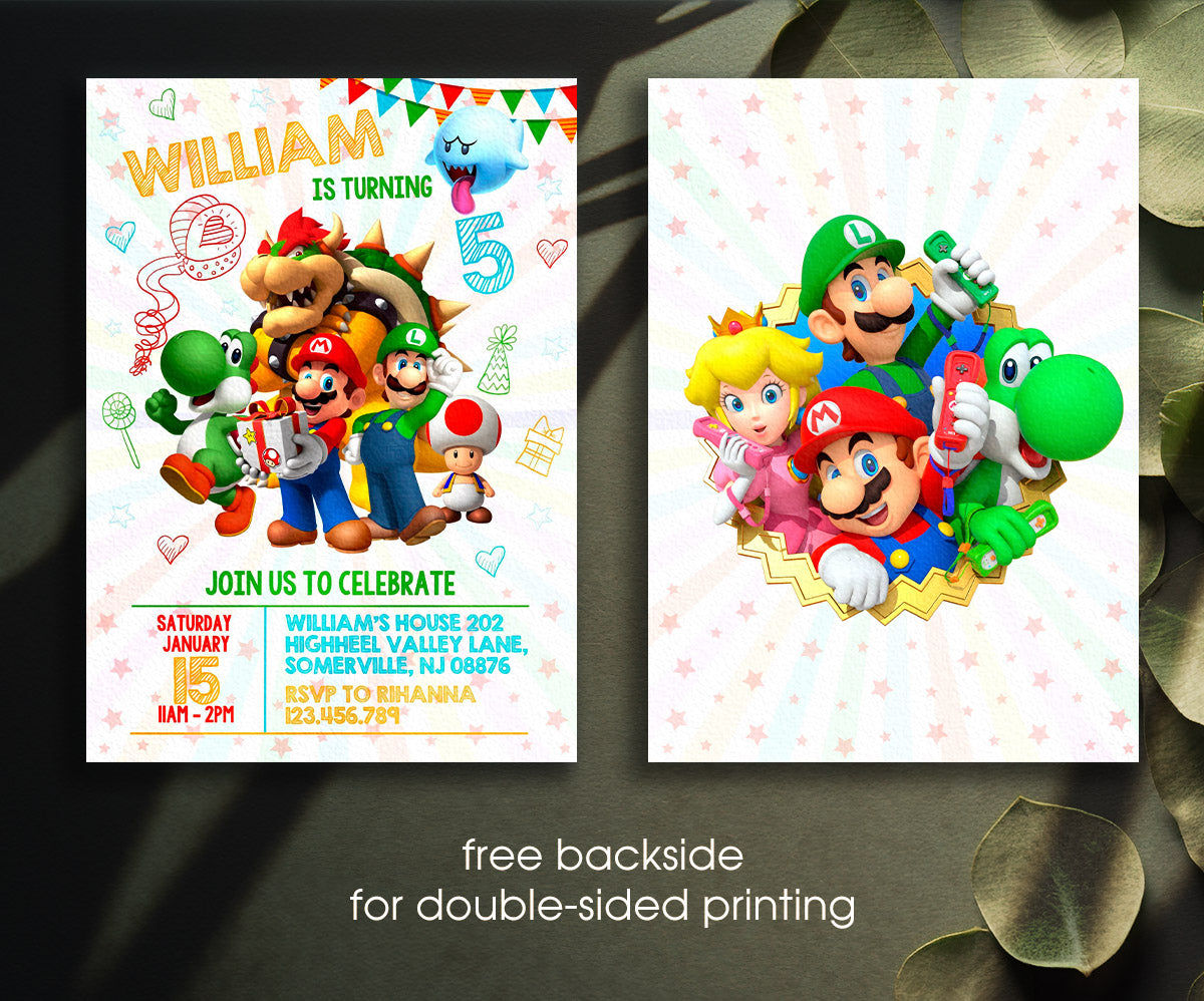 Super Mario Bros customizable invitation template | Share or Print | TR721
