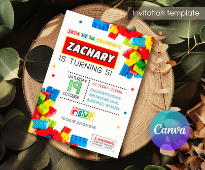 Lego customizable invitation template | Share or Print | AA433