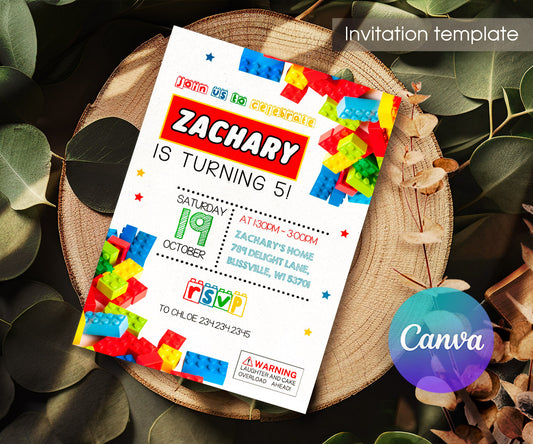 Lego customizable invitation template | Share or Print | AA433