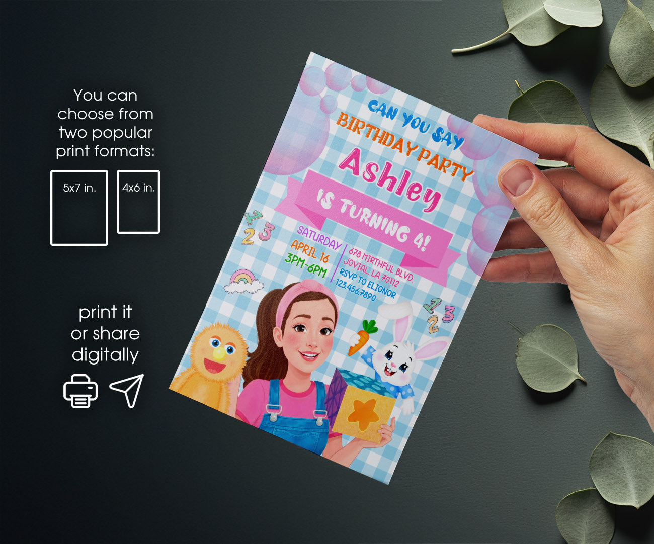 Ms. Rachel customizable invitation template | Share or Print | RG593