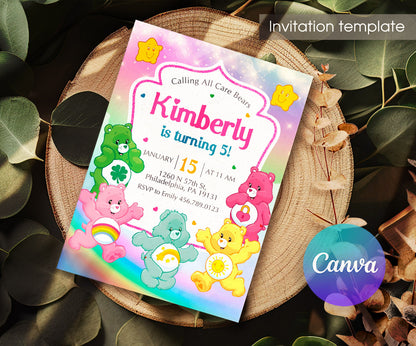 Care Bears customizable invitation template | Share or Print | DV055