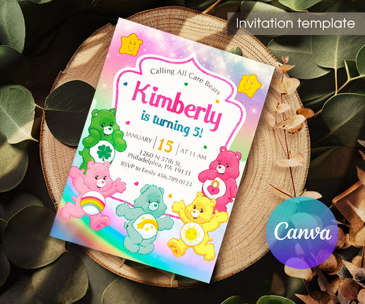 Care Bears customizable invitation template | Share or Print | DV055