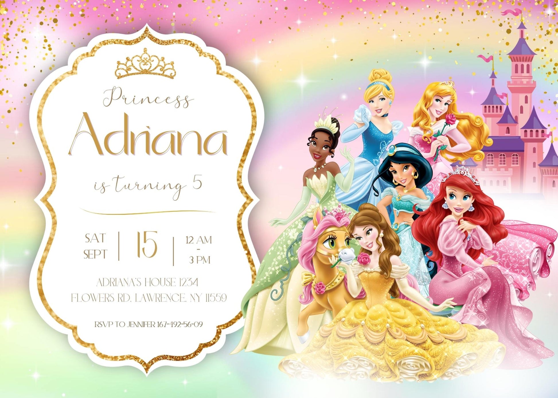 Disney Princess customizable invitation template | Share or Print | girl | JB586