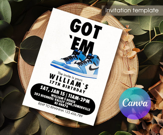 Sneaker Ball Air Jordan Nike customizable invitation template | Share or Print | CS307