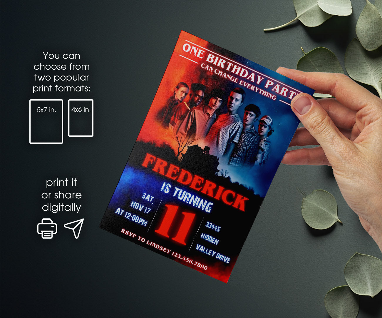 Stranger Things customizable invitation template | Share or Print | PD727