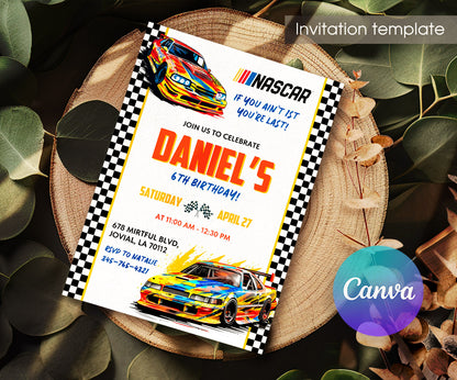Nascar Ricky Bobby customizable invitation template | Share or Print | boy | UA255
