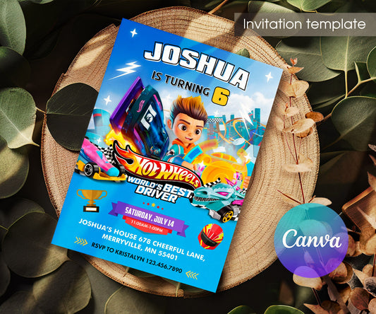 Hot Wheels Let's Race customizable invitation template | Share or Print | boy | EA493
