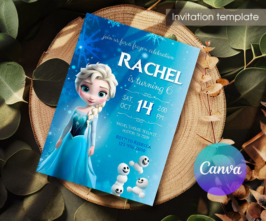 Frozen Elsa customizable invitation template | Share or Print | girl | JN586