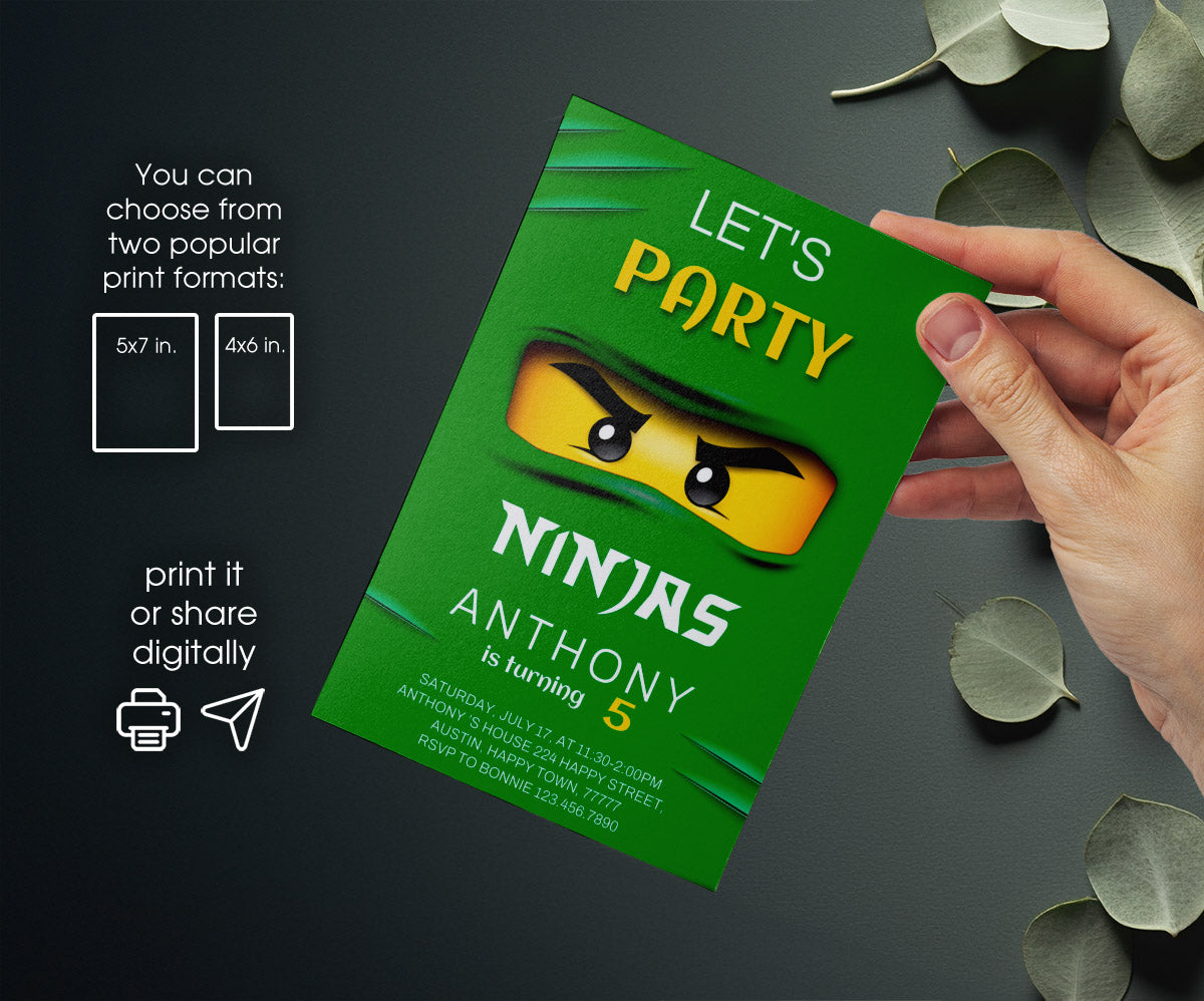 Ninjago Minifigures Lego customizable invitation template | Share or Print | PF763