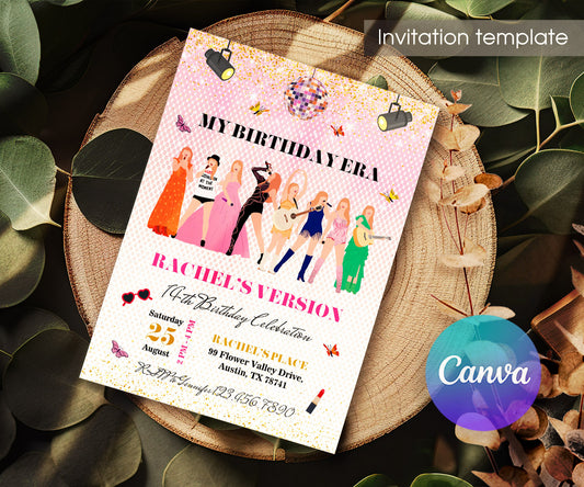 Taylor Swift Eras Tour customizable invitation template | Share or Print | girl | FK092