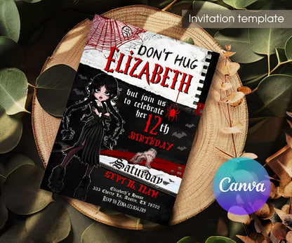 Wednesday Addams customizable invitation template | Share or Print | girl | AP873