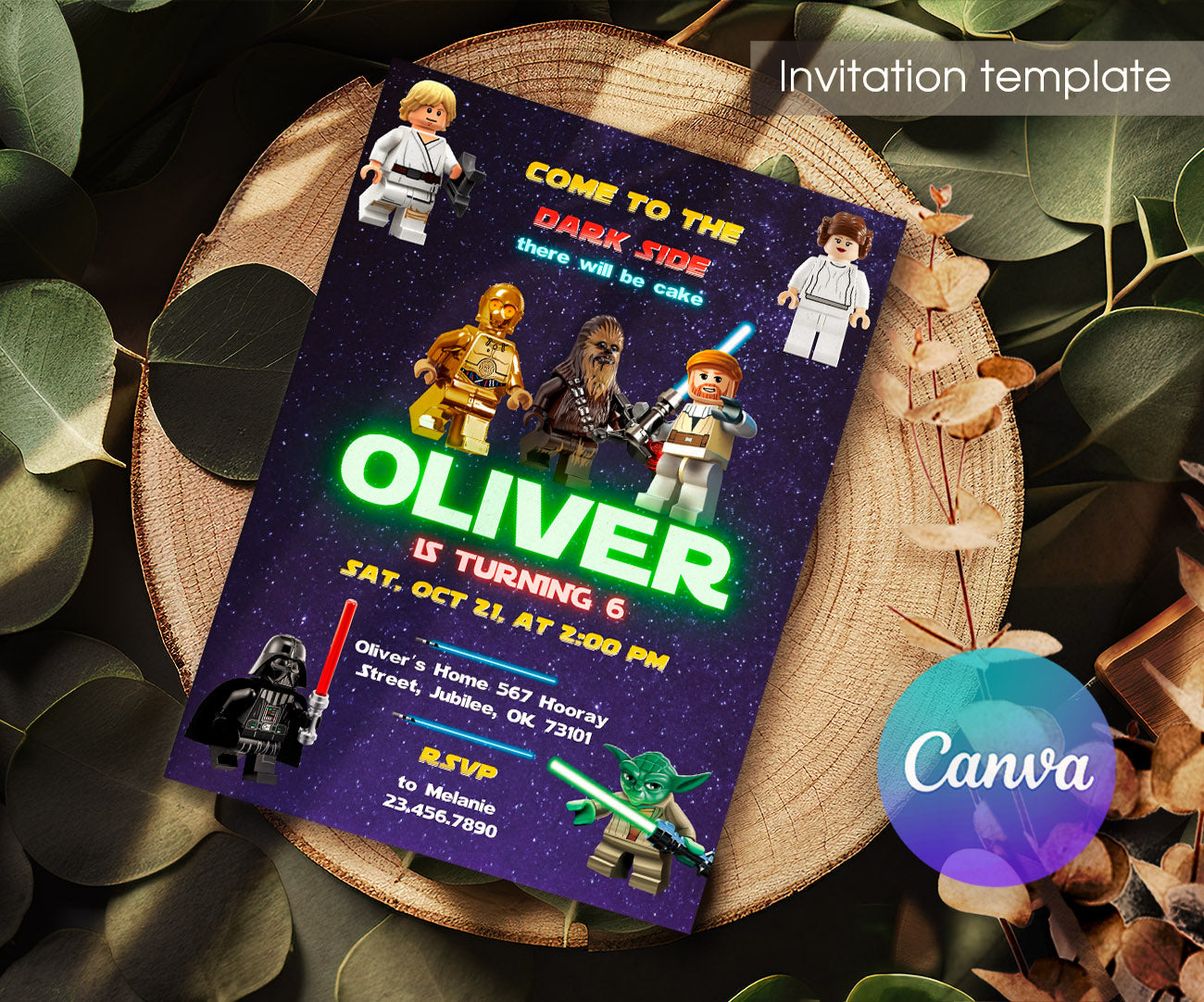 Star Wars Darth Vader Lego Minifigures customizable invitation template | Share or Print | QA477