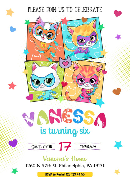 SuperKitties customizable invitation template | Share or Print | AI724