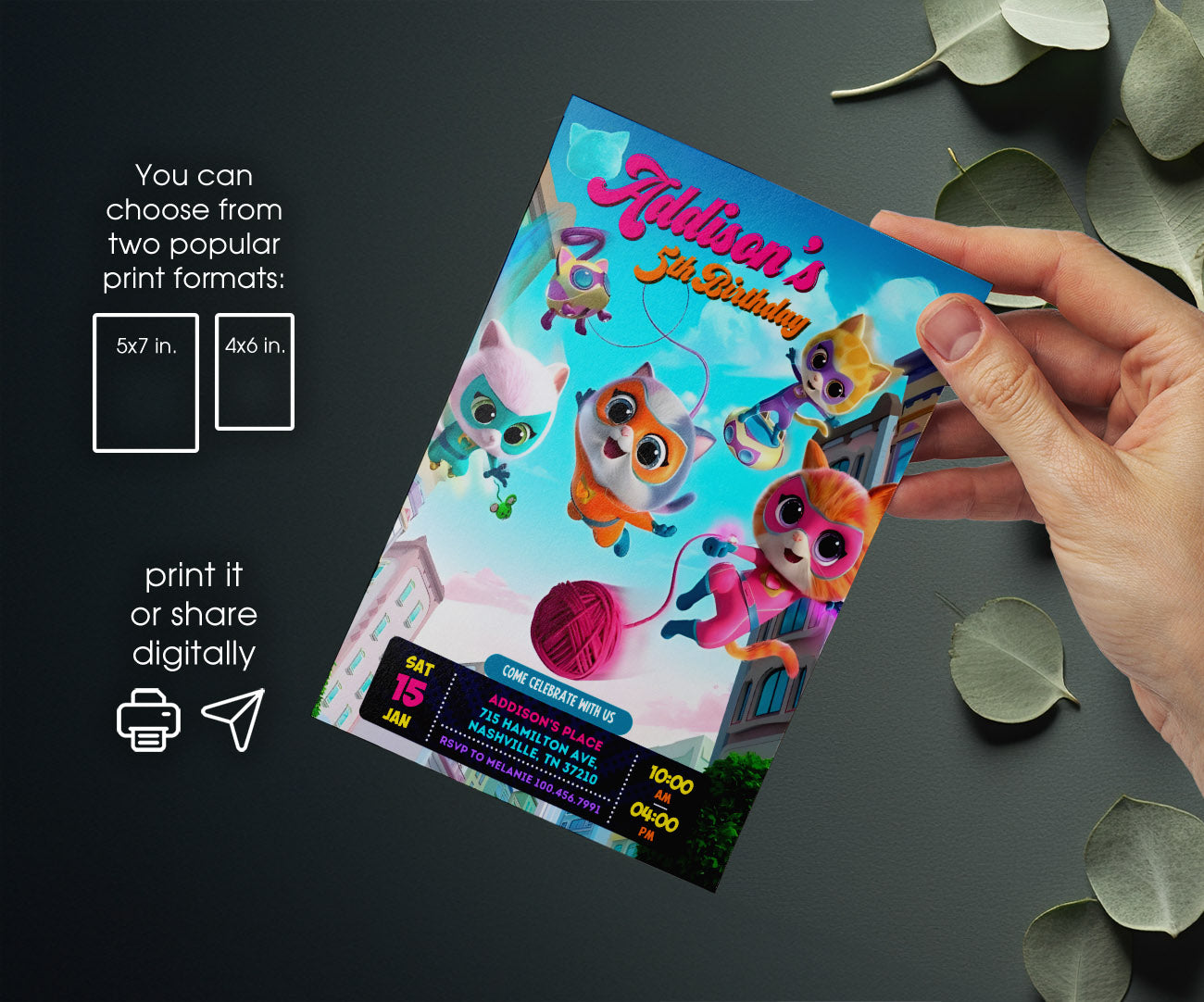 SuperKitties customizable invitation template | Share or Print | VW615
