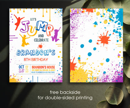 Trampoline Jump Party customizable invitation template | Share or Print | BY497