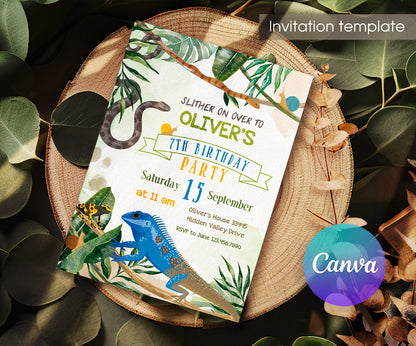 Reptile Lizard Snake customizable invitation template | Share or Print | BJ138