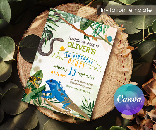 Reptile Lizard Snake customizable invitation template | Share or Print | BJ138