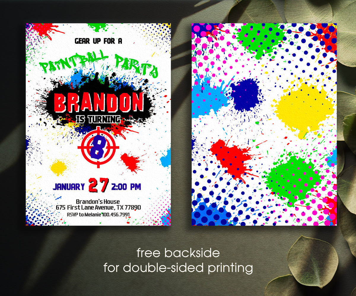 Paintball Airsoft battle customizable invitation template | Share or Print | boy | SP410