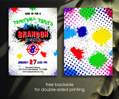 Paintball Airsoft battle customizable invitation template | Share or Print | boy | SP410