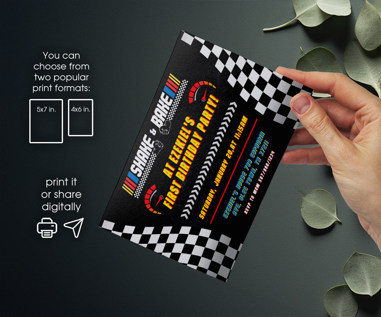 Nascar Racing Ricky Bobby customizable invitation template | Share or Print | boy | ZR624