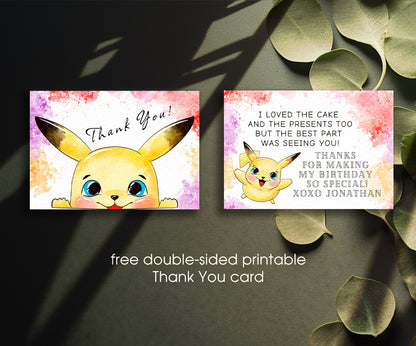 Pokemon Pikachu customizable invitation template | Share or Print | UP714