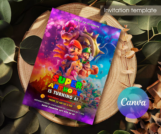 Super Mario Bros customizable invitation template | Share or Print | UQ606