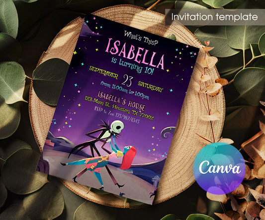 The Nightmare Before Christmas Halloween customizable invitation template | Share or Print | RW003
