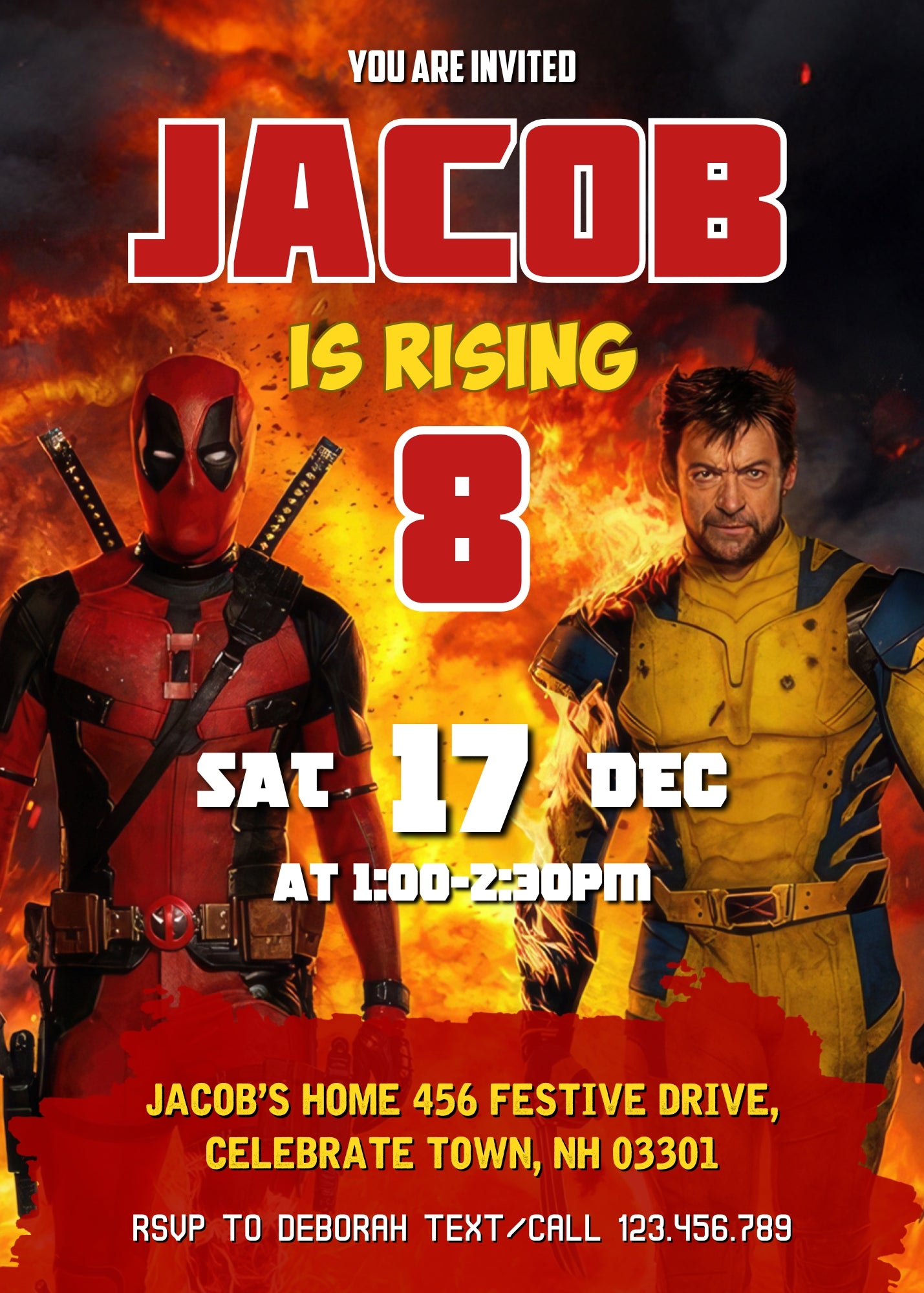 Deadpool Wolverine Marvel customizable invitation template | Share or Print | boy | UR247