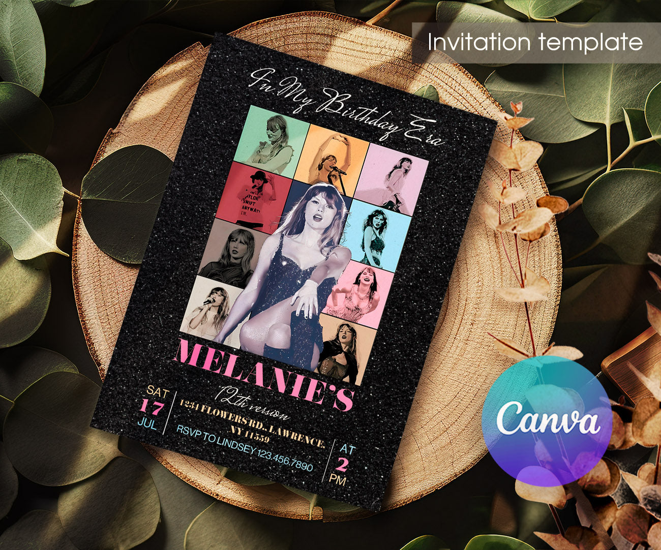 Taylor Swift Eras Tour customizable invitation template | Share or Print | girl | DN329