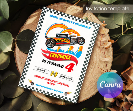 Hot Wheels Racing customizable invitation template | Share or Print | boy | AB581