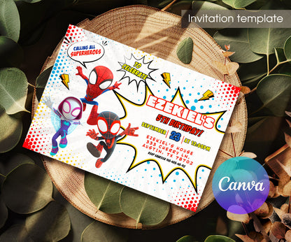 Spidey and His Amazing Friends customizable invitation template | Share or Print | boy | QP596