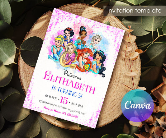 Disney Princess customizable invitation template | Share or Print | girl | MP835