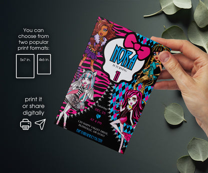 Monster High customizable invitation template | Share or Print | girl | VE336